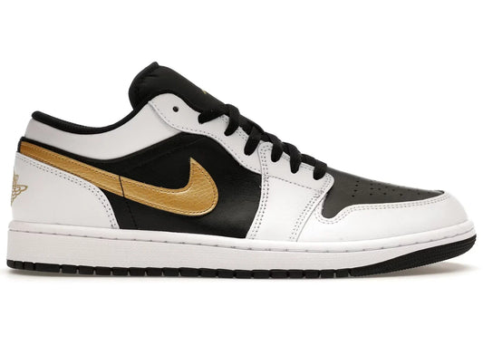 Air Jordan 1 Low White Black Metallic Gold Swoosh